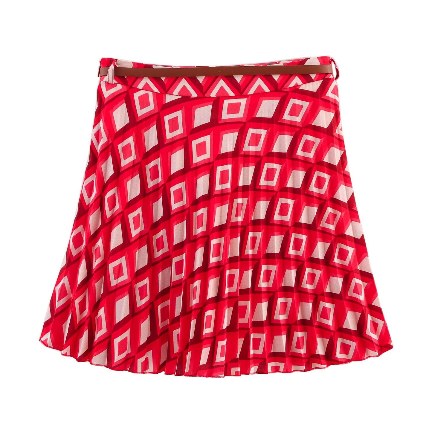 Ladies' new fashion casual single breasted geometric print shirt retro long sleeved women's shirt chic top+Skirts Women's suit