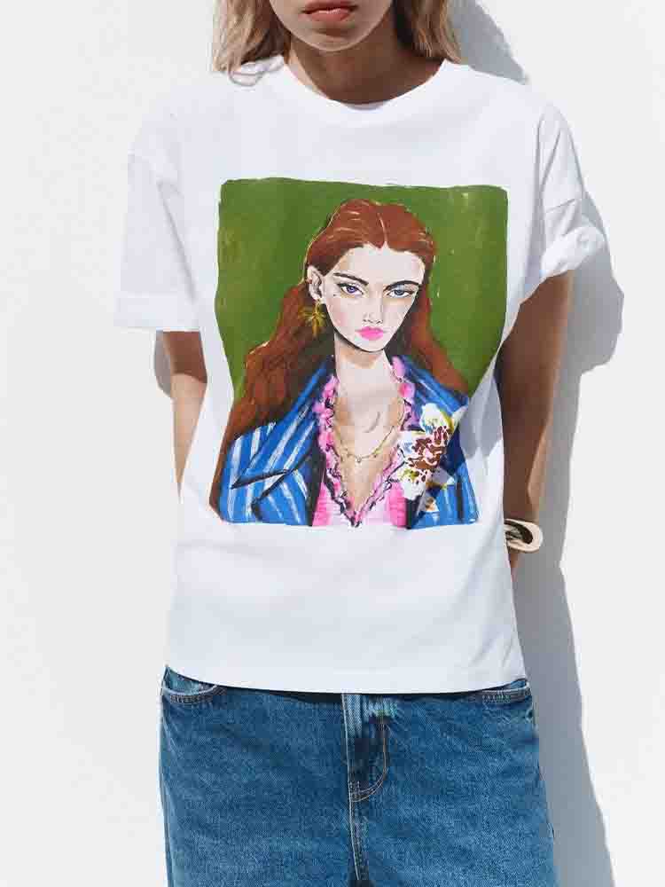 Women's new basic style O Neck T-shirt casual loose letter printed T-shirt short sleeved women's T-shirt