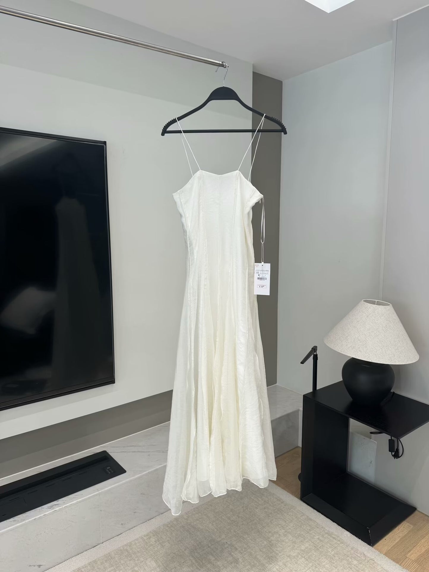 Women's new fashion sleeveless backless draped suspender midi dress