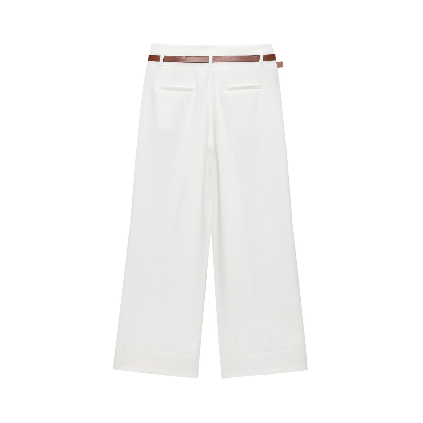 Women's 2025 fashion trousers with waistbands and hemmed legs.