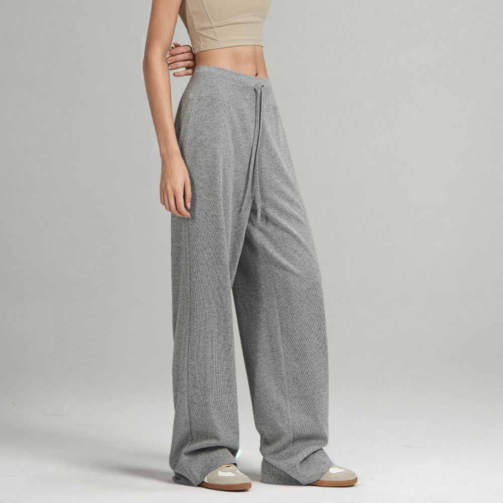 Women's new fashion Joker loose soft waxy shake pants women's autumn knitted comfortable wide-leg casual pants.