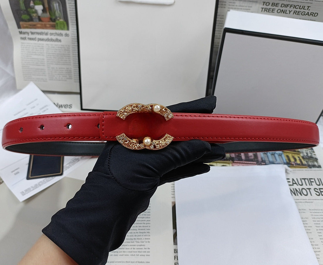 Women's new Joker Gold Silver rhinestone metal decorative fine thin belt belt With a box