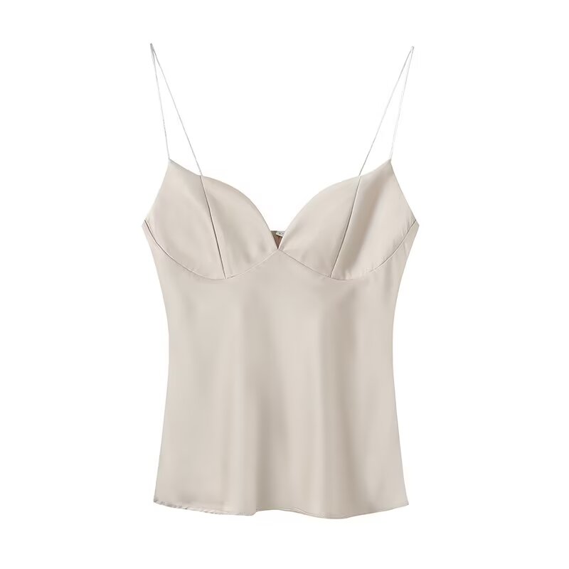 Women's satin textured lingerie style suspender top