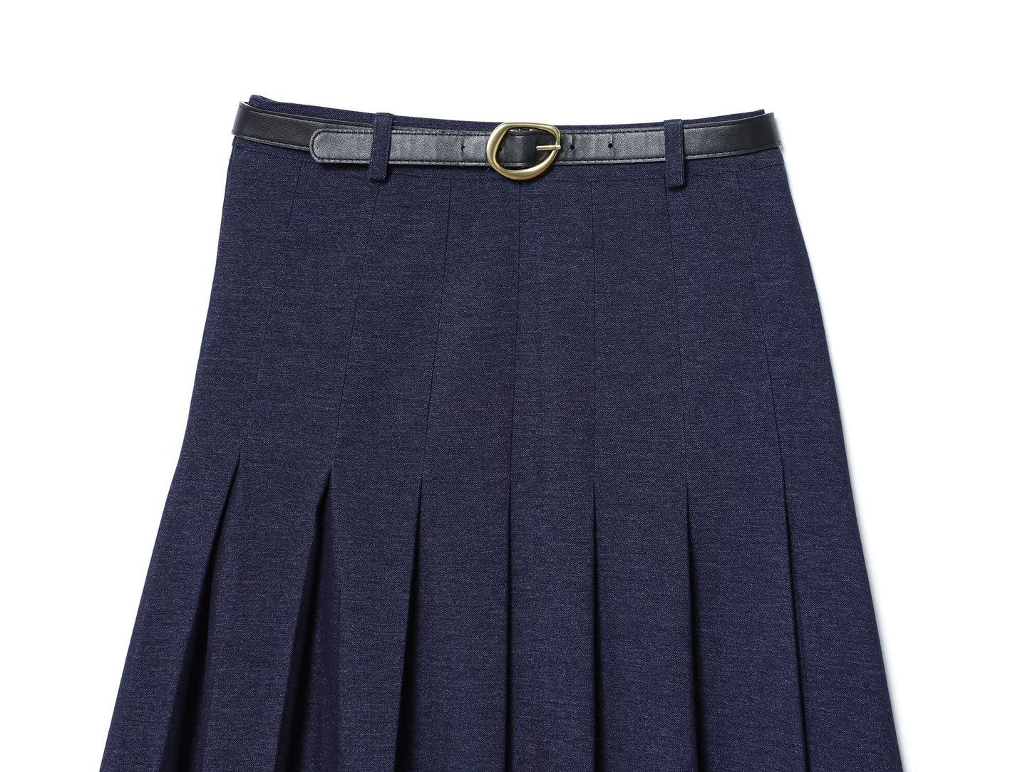 Women's new fashion with Belt denim draped Midi skirt