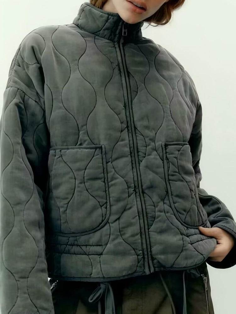 Women's winter loose warm standing collar cotton Coat