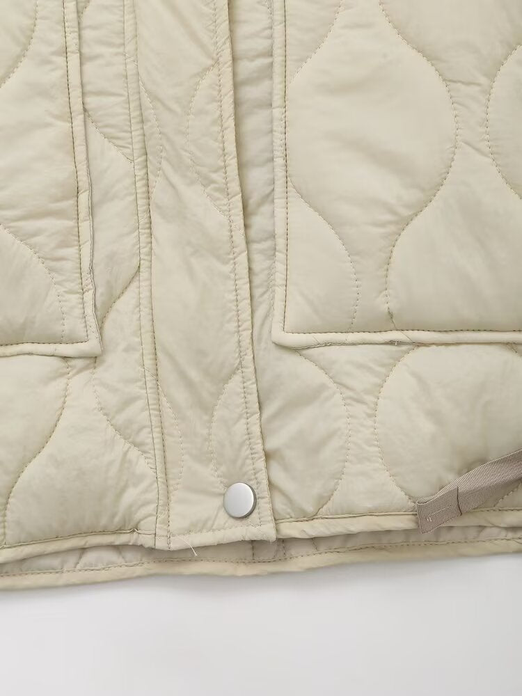 Women's bow decoration loose cotton jacket Coat