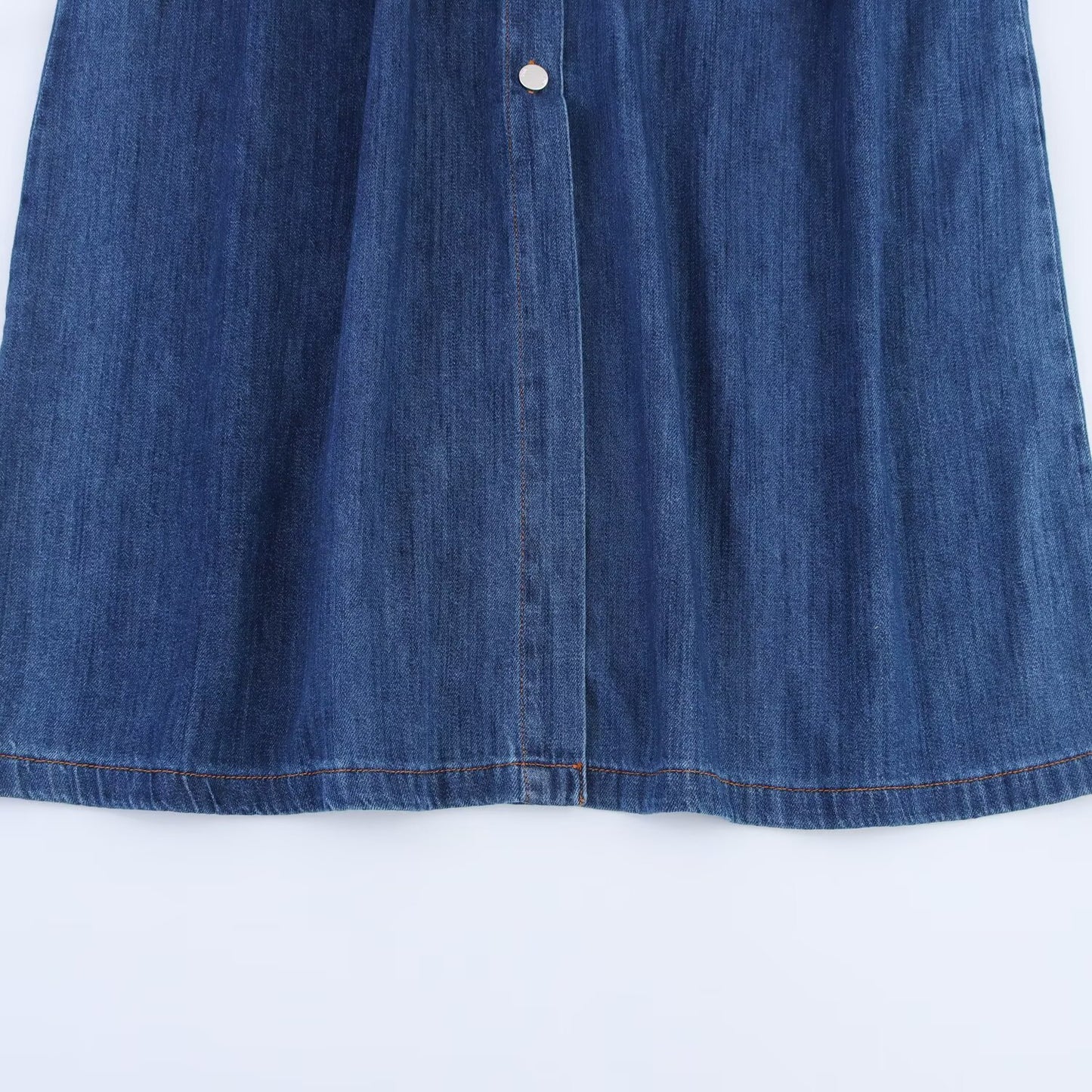 women's New Fashion with Belt short sleeved denim MIDI dress