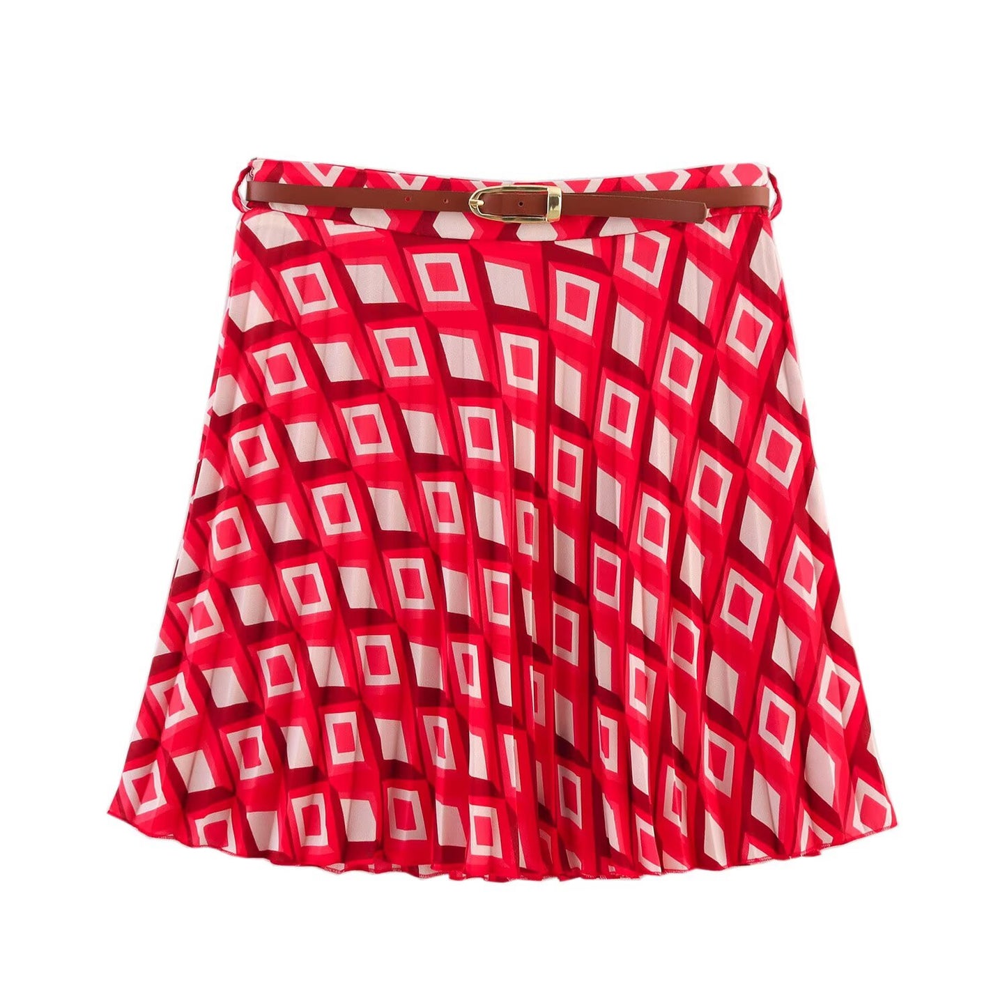 Ladies' new fashion casual single breasted geometric print shirt retro long sleeved women's shirt chic top+Skirts Women's suit