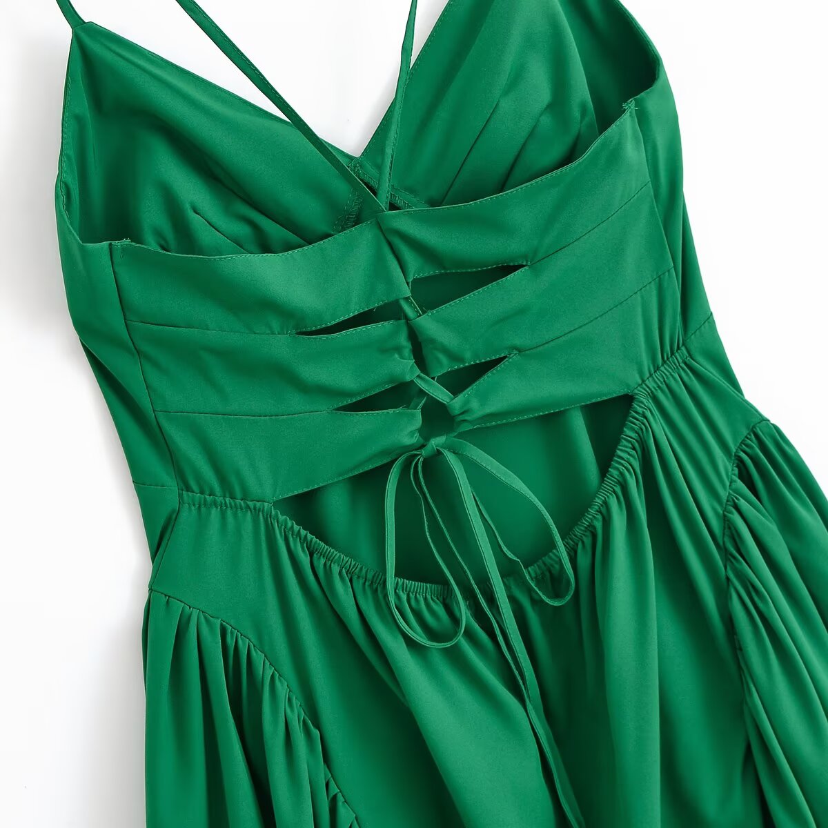 Women's new fashion vacation style draped suspender MIDI dress