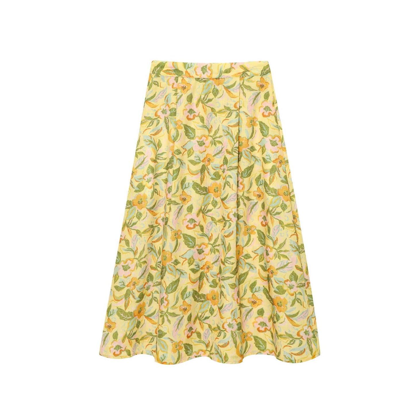 set Women's 2 pieces fashion linen blend printed short suspender top+Skirts suit
