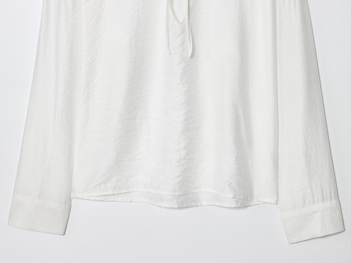 Women's 2025 new fashion linen blended white lace up shirt