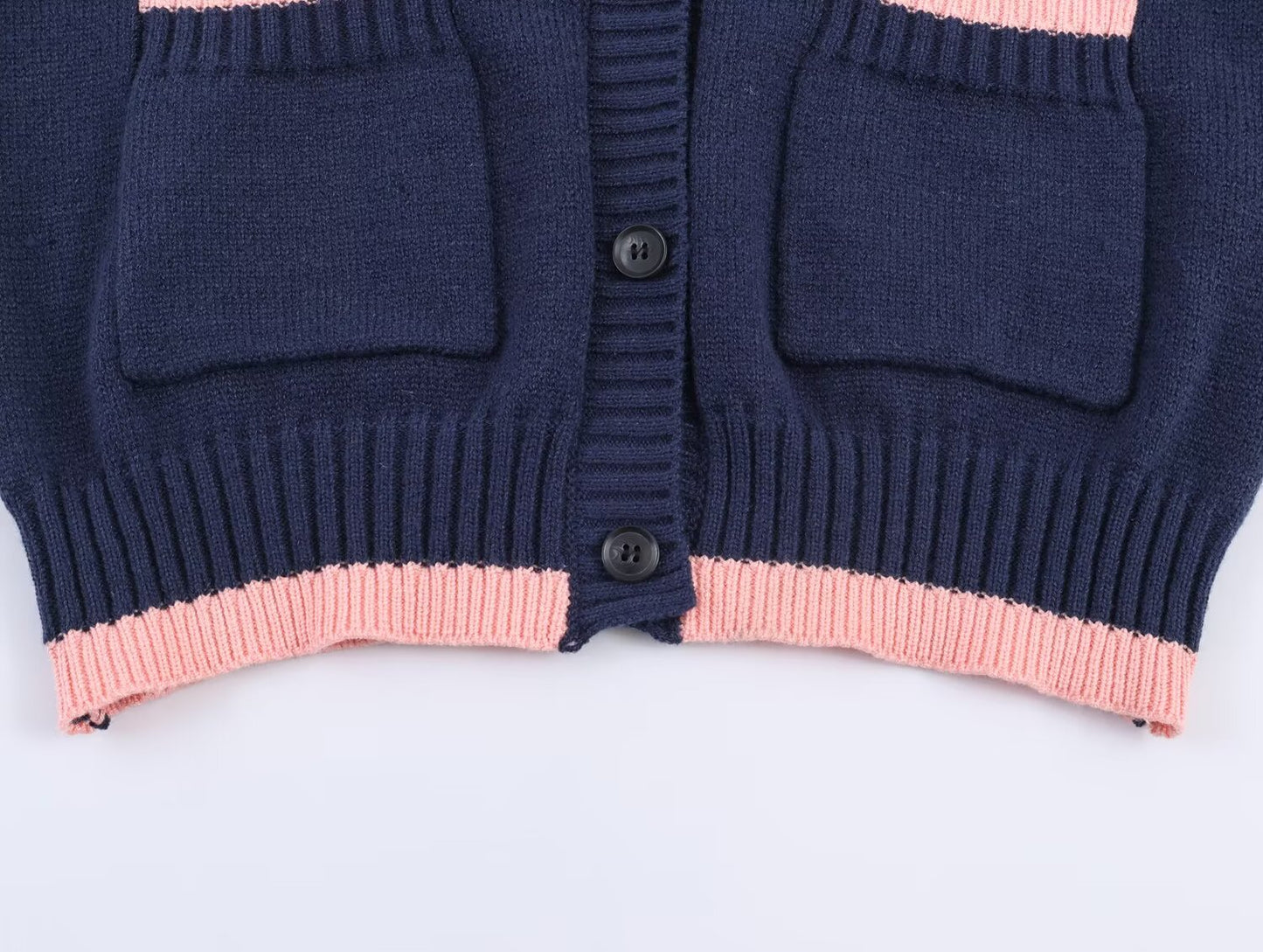 Women's O Neck short spliced knitted Coat