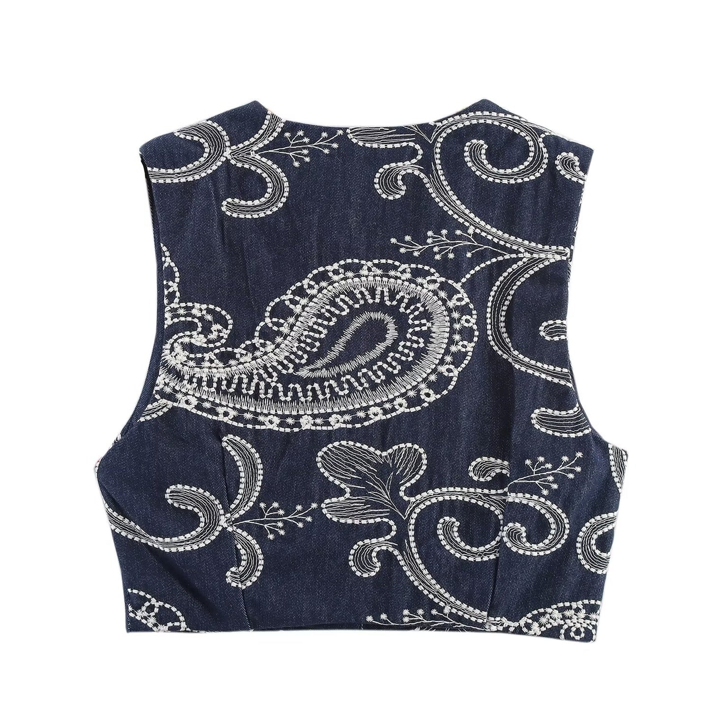 suit Women's 2 pieces New short V-neck embroidered vest style top + Shorts Skirts suit