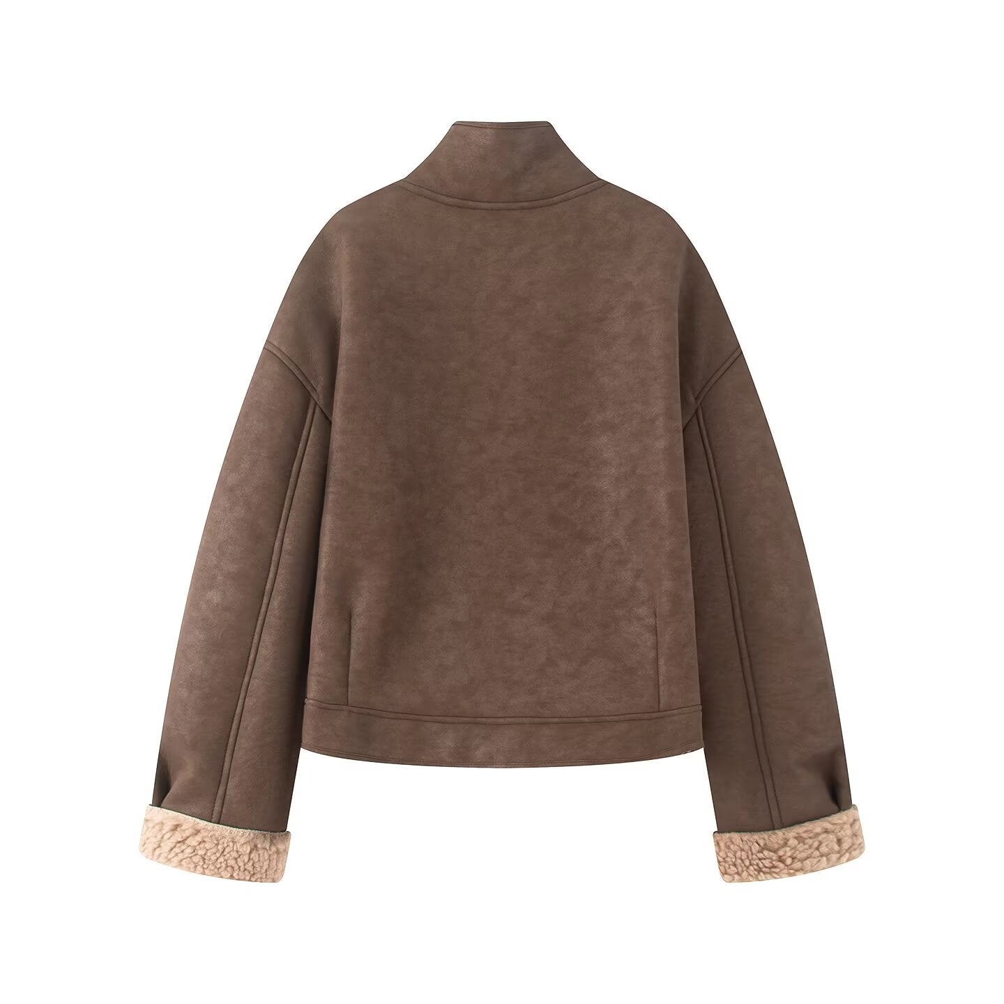 Women's new faux leather double-sided jacket Coat