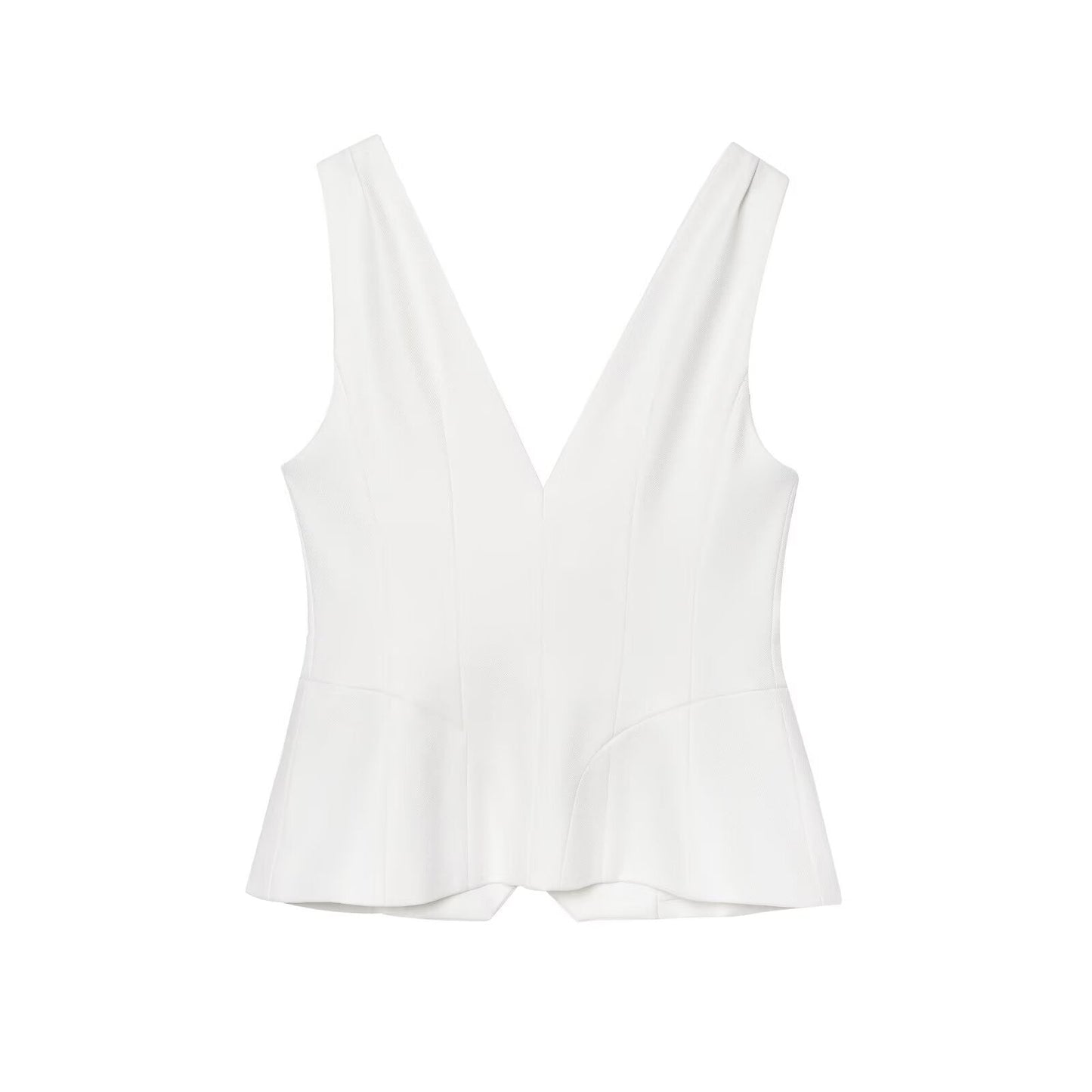 Women's new fashion slim single breasted linen blended V-neck vest