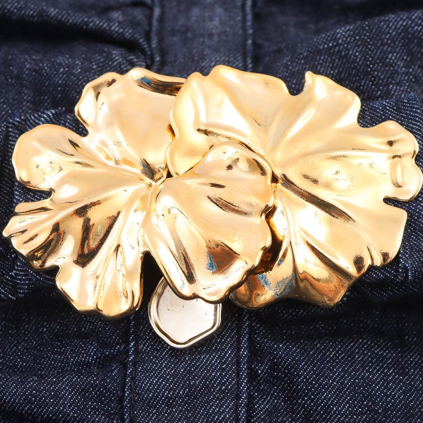 Women's new fashion with Belt slim pleated denim Midi dress