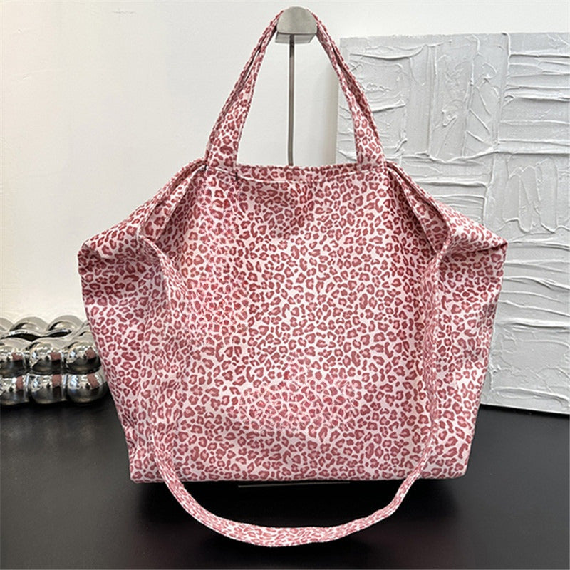 Women's new fashion canvas bag retro Leopard large-capacity shoulder bag