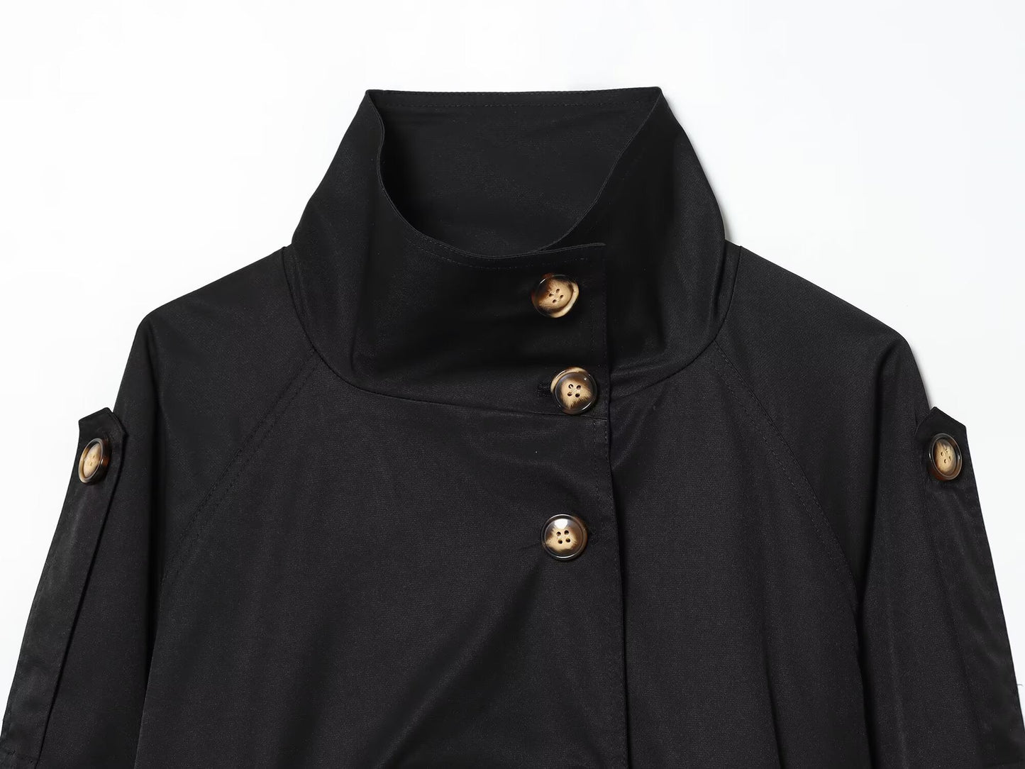 Women's 2025 New With Belt Short Double breasted Windbreaker Coat