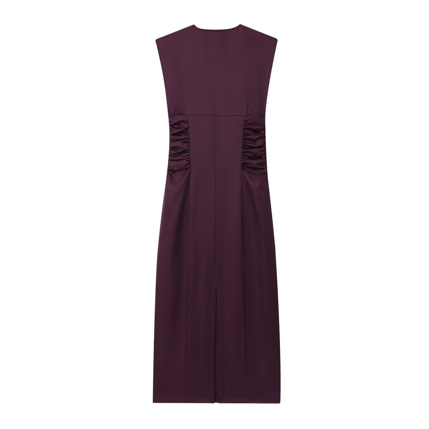 Women's summer fashion sleeveless draped V-neck MIDI dress