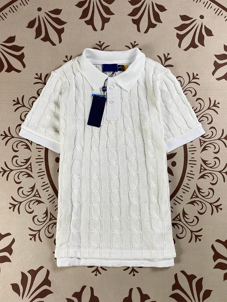 Women's New Joker Embroidered Lapel Pullover Short-sleeved T-shirt Knitwear Top