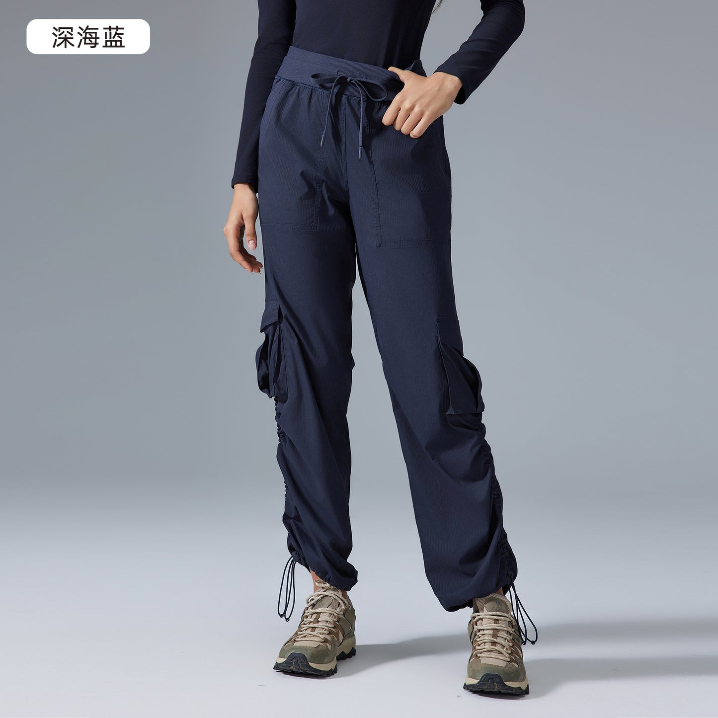 Women's new Joker running lightweight quick-drying multi-pocket wide-leg overalls