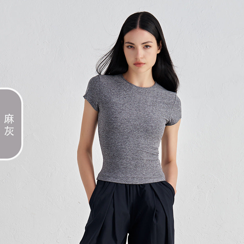 Women's New Comfortable Sports Short-sleeved Fitness Jacket Leisure Yoga Clothes Advanced Waist Slimming Yoga T-shirt