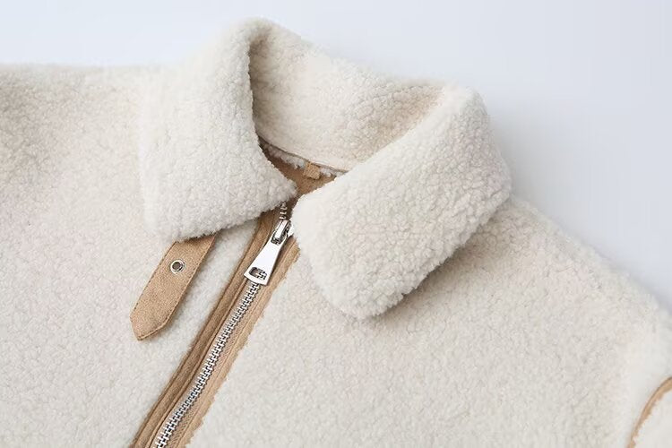 Women's winter new loose Lapel double-sided fleece Coat