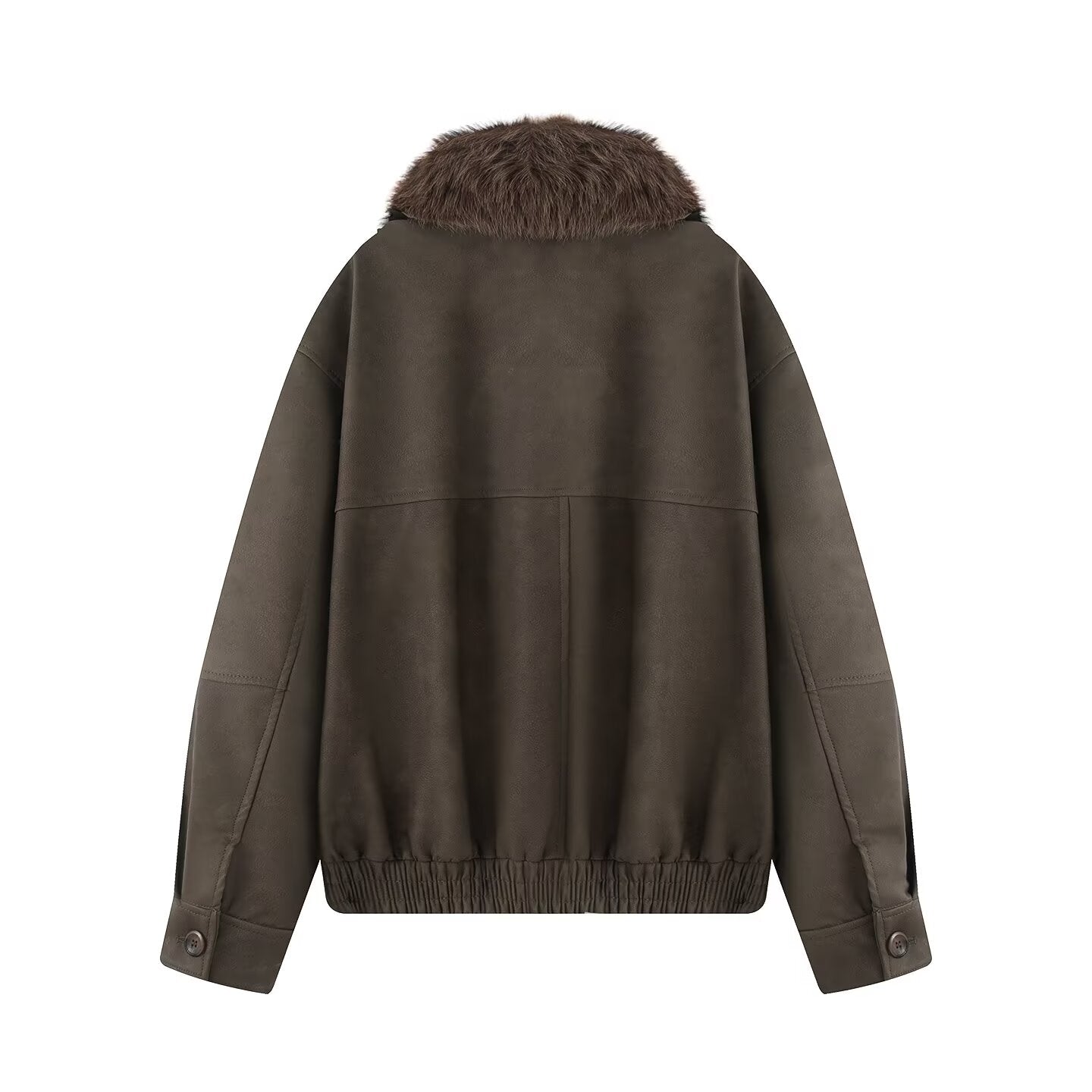 Women's detachable fur collar casual Anti suede effect jacket