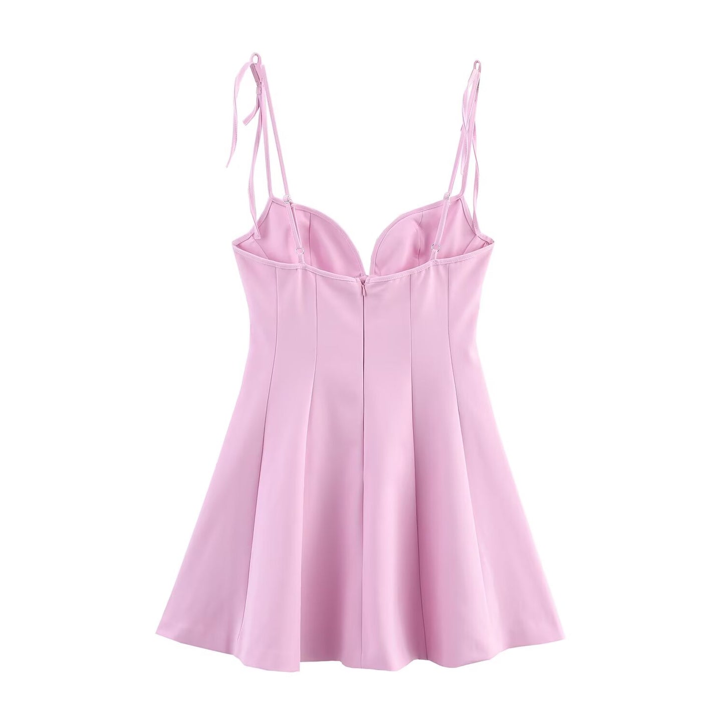 Women's new fashion bow shoulder strap slim wide swing mini dress