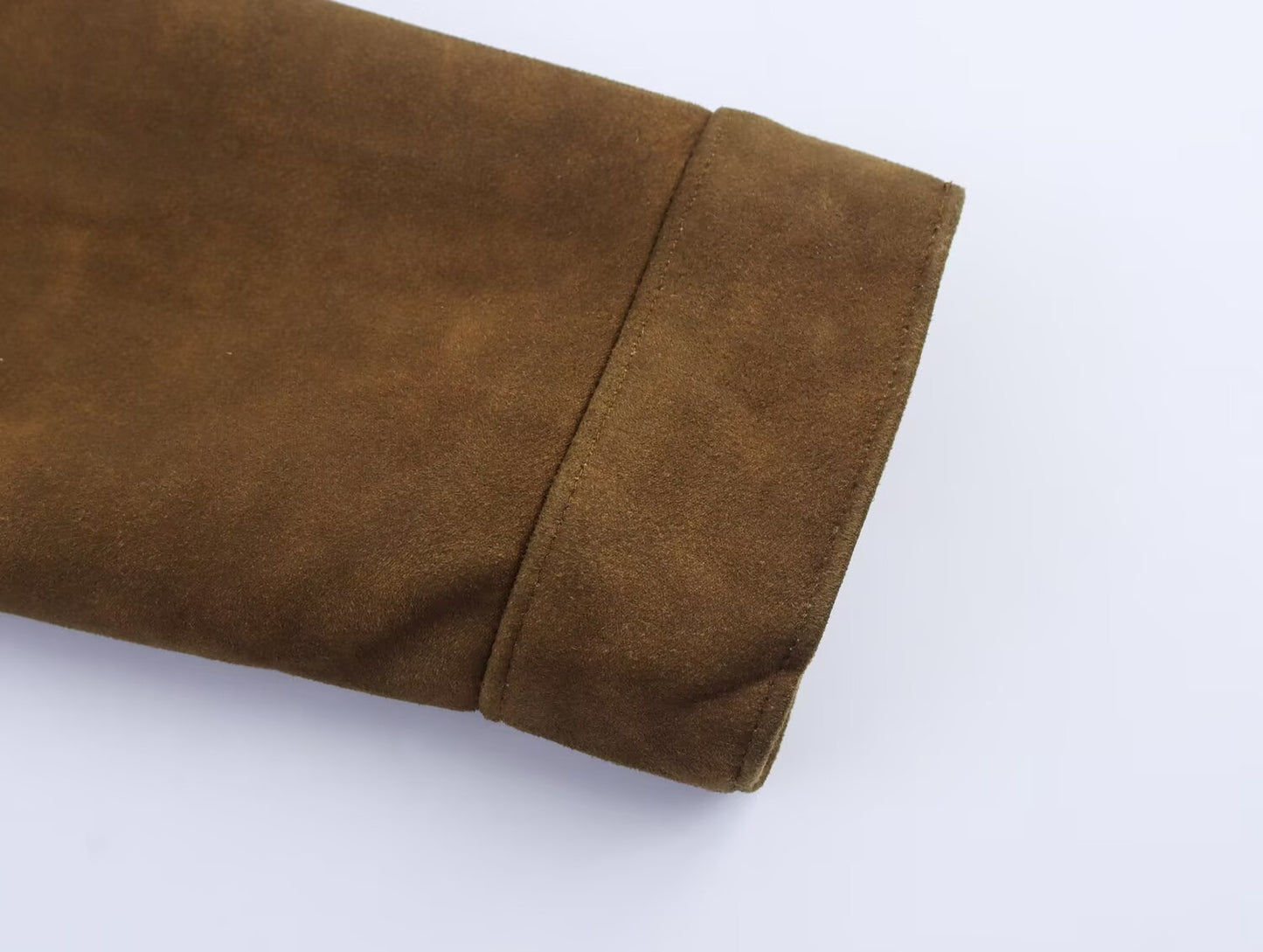 Women's new fashion suede effect short lapel jacket Coat