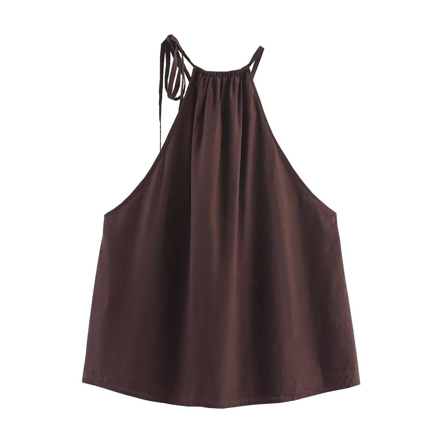 Women's new fashion sleeveless hanging neck draped top+Pants suit