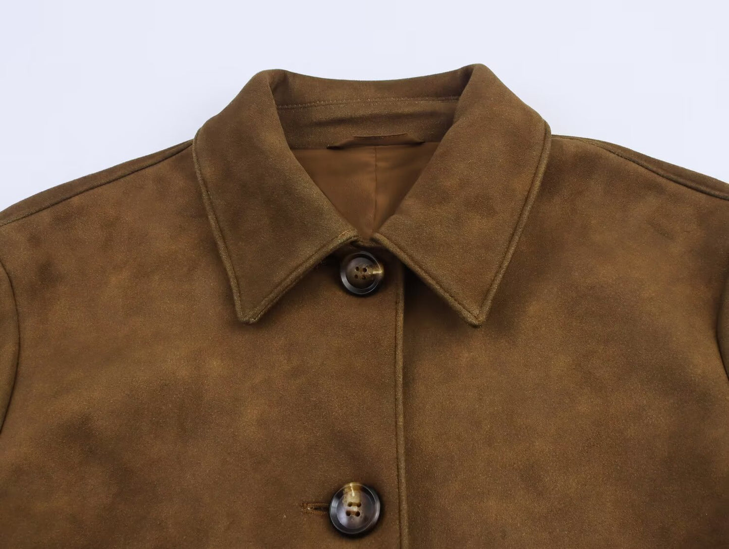 Women's new fashion suede effect short lapel jacket Coat