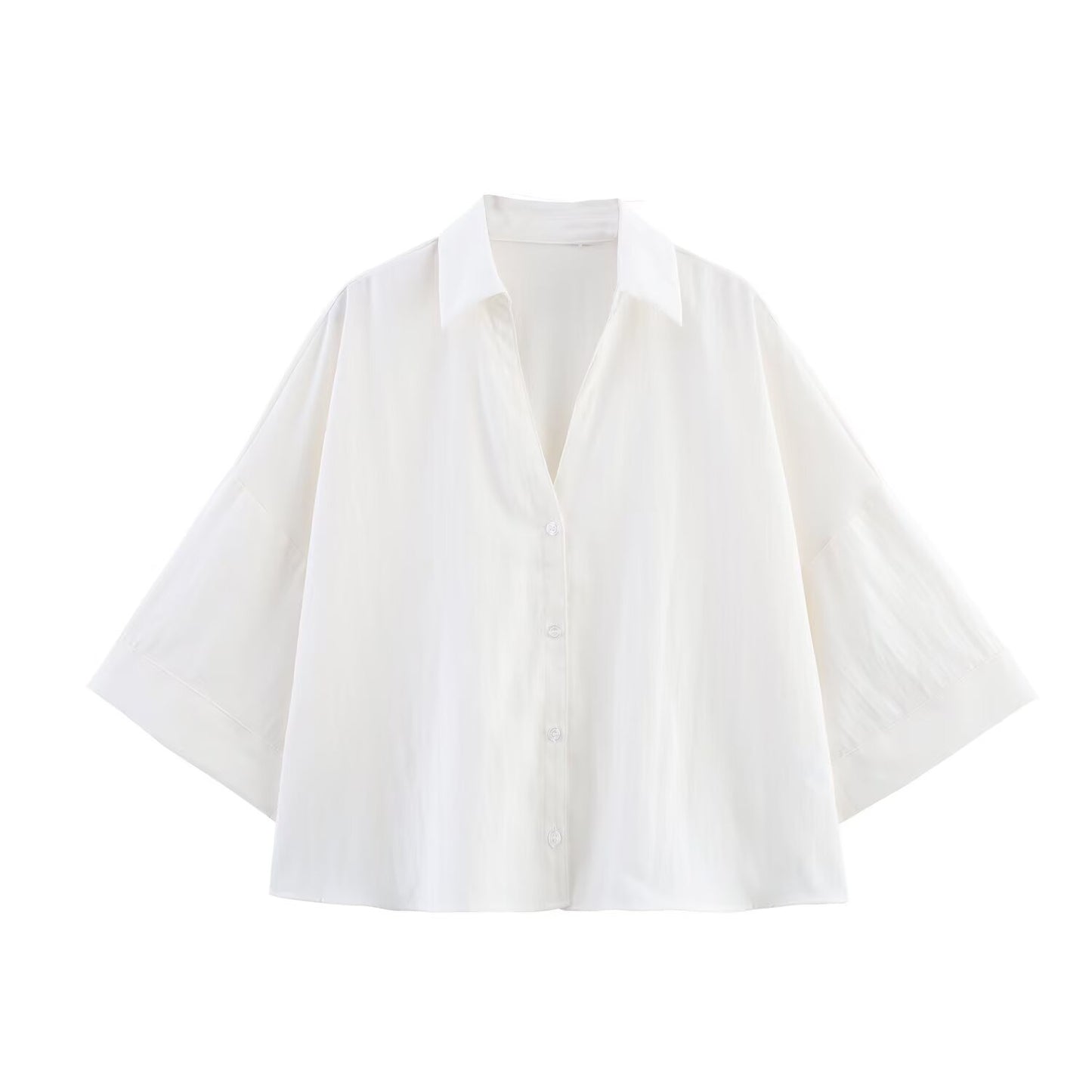 Women's New Fashion Casual Single breasted Short sleeved Lapel Shirt