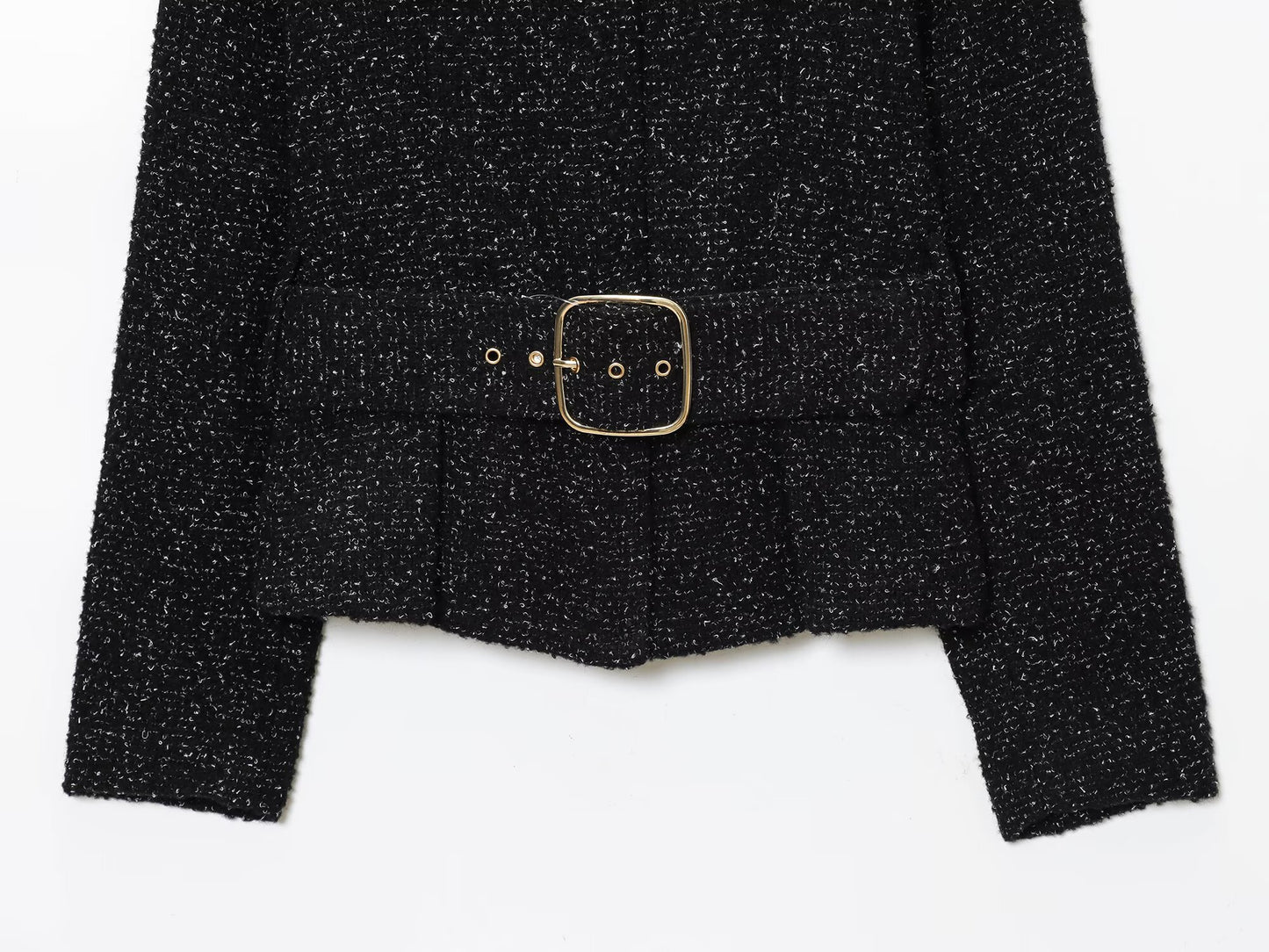 suit Women's 2 pieces with Belt O Neck textured Blazer Coat +skirt pants