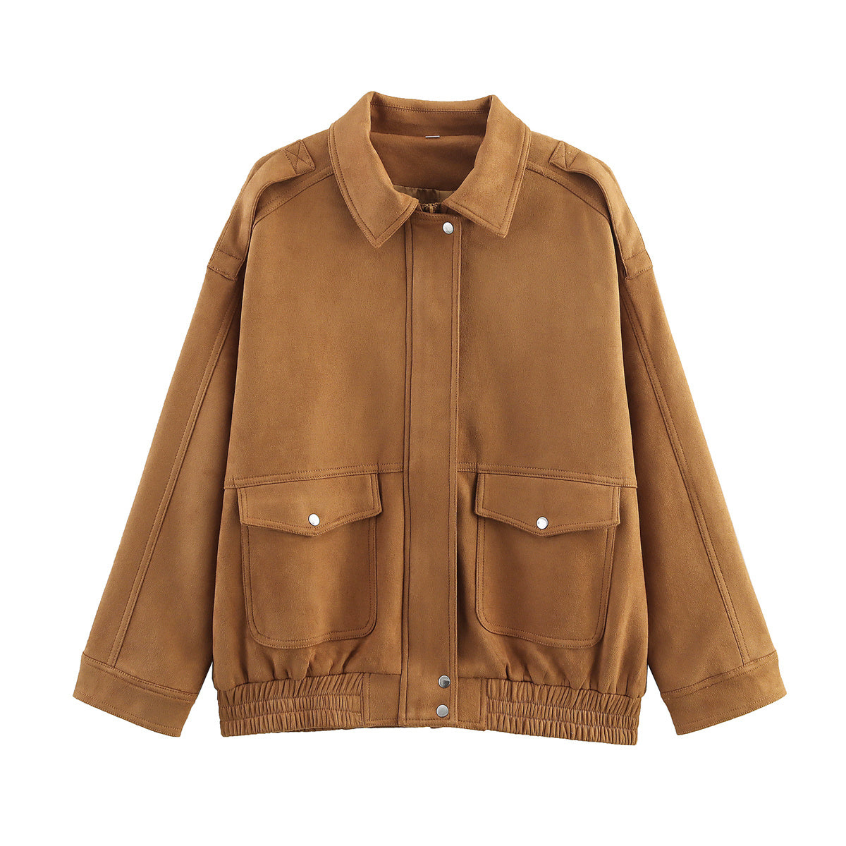 Women's 2025 new fashion suede texture loose flying jacket Coat