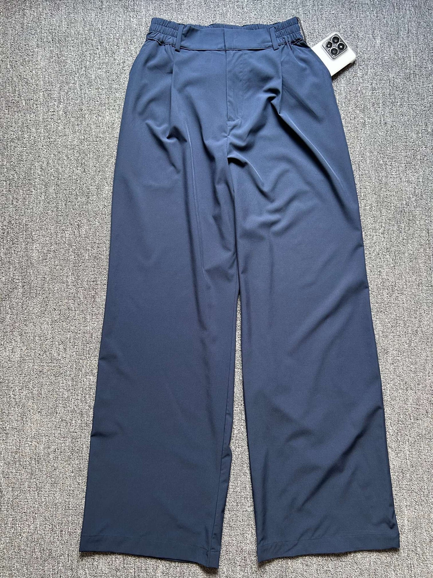 Women's New Casual Joker Loose Straight Elastic Waist Design Drape Wide-leg Pants.