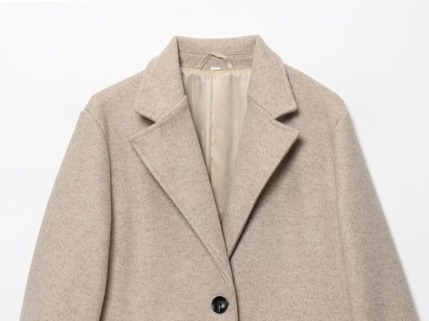 Women's New Fashion with Shoulder Pads Long Style Soft Texture Woolen Coat