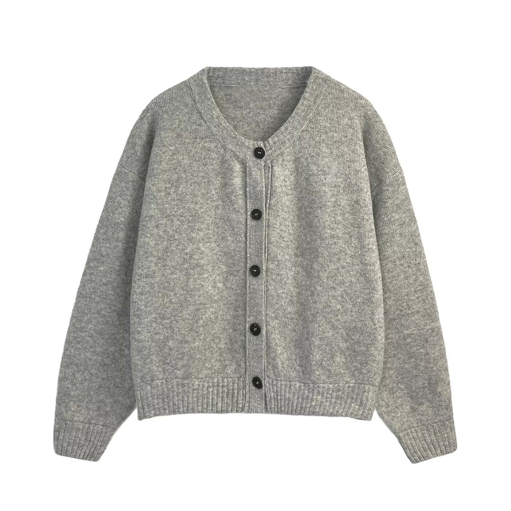 Women's new fashion soft texture O-Neck Button-up Knitted Coat
