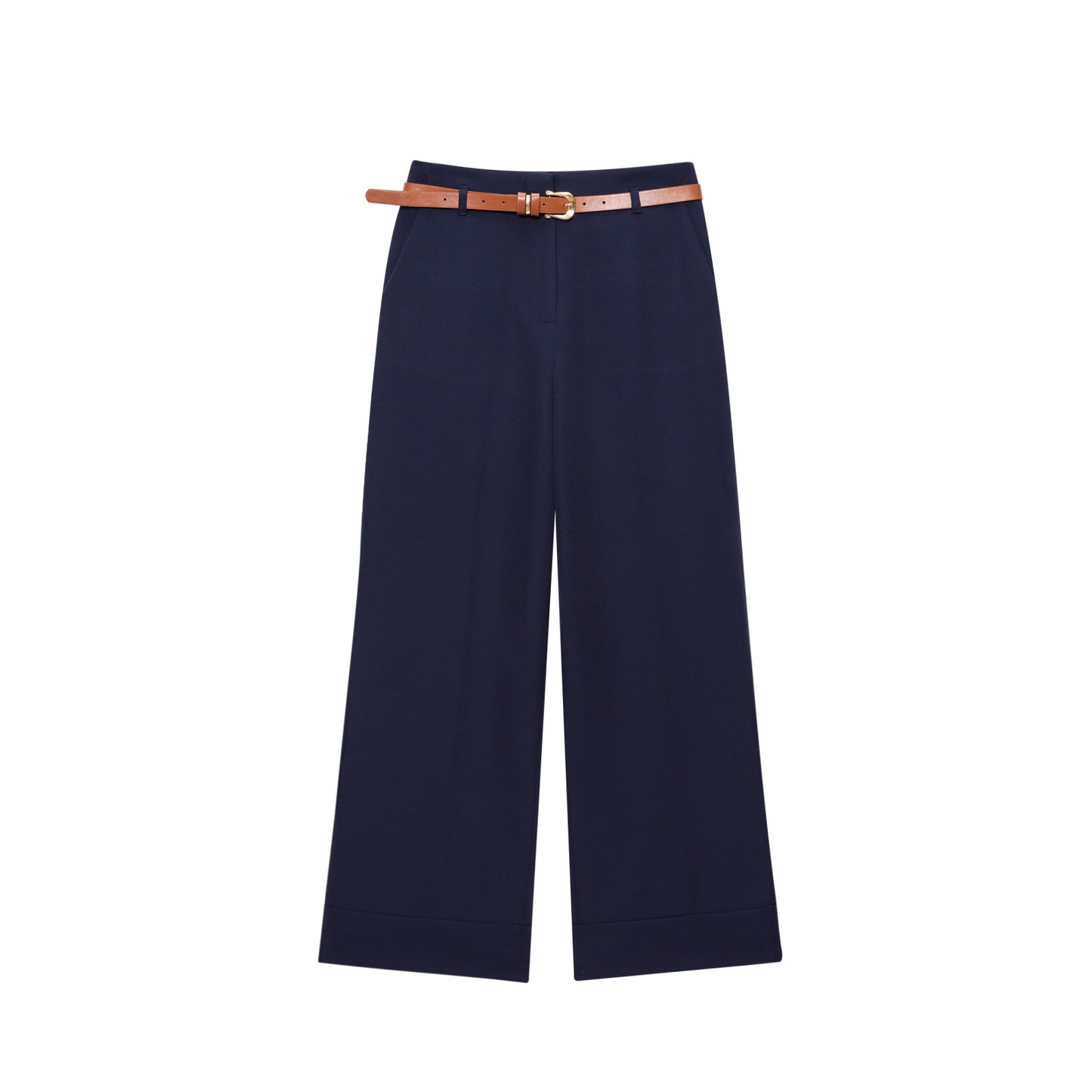Women's 2025 fashion trousers with waistbands and hemmed legs.