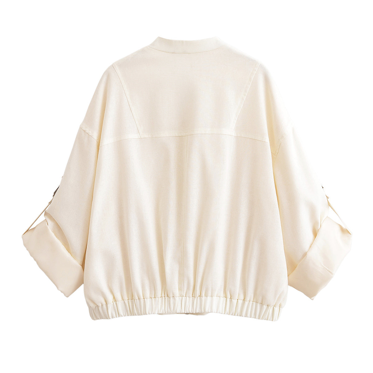 Women's new Fashion rolled up sleeve design loose zipper jacket coat