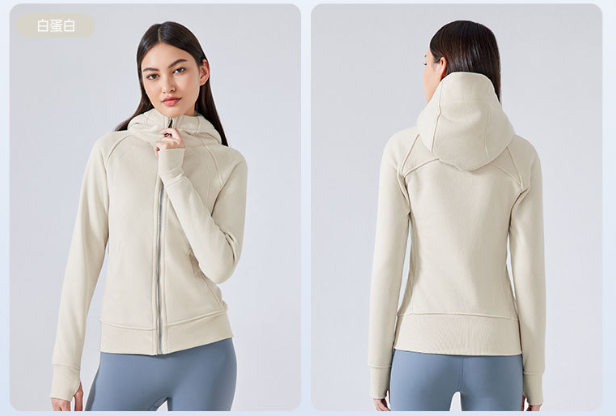 Women's new padded warm hooded coat outdoor fitness sweater yoga jacket