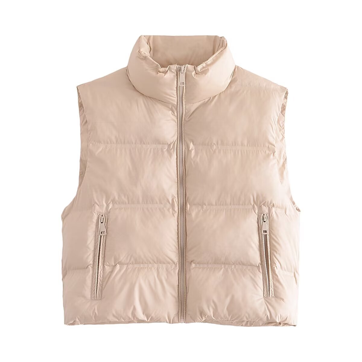Women's winter fashion stand collar warm zipper cotton vest