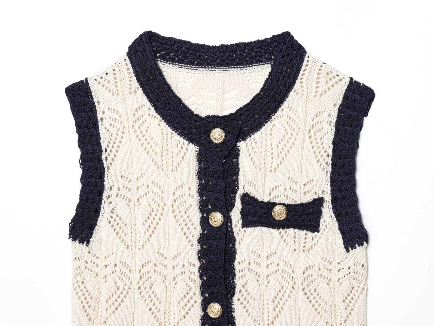 Women's New Fashion Jacquard Mesh Knitted vest style Top