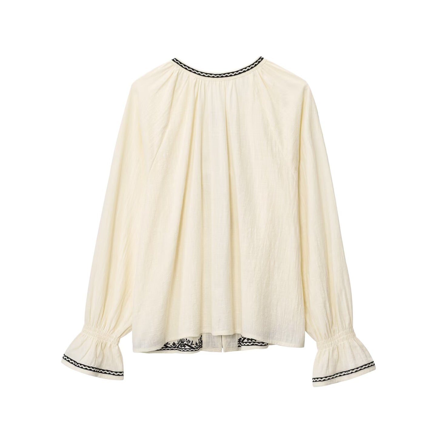 Women's 2025 fashion loose contrasting embroidered shirt