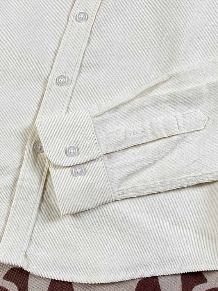 Men and Women with The Same New Fashion Joker Casual Cotton Corduroy Loose Long Sleeve Lapel Shirt Top.