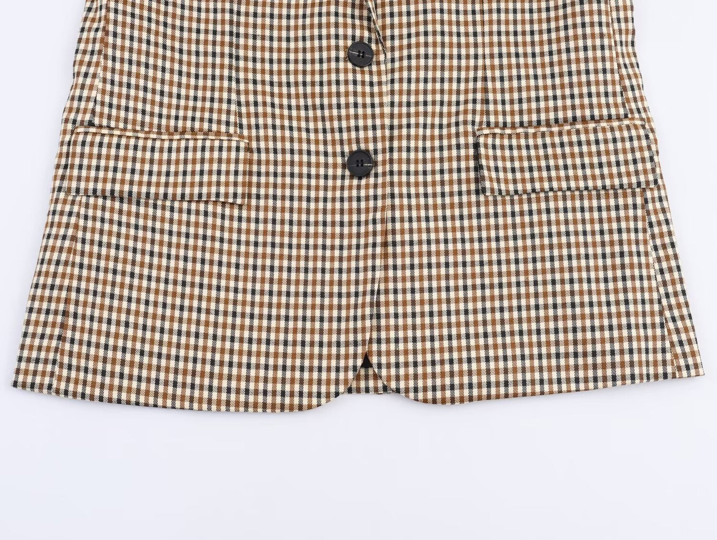 Women's new fashion loose single breasted checkered suit jacket+Pants suit