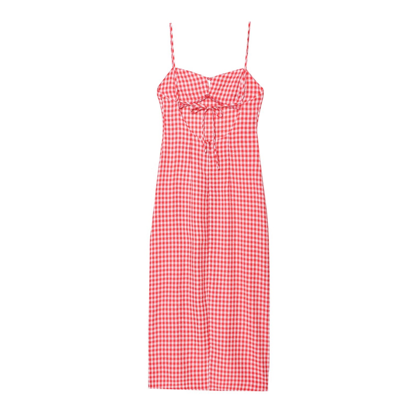 Women's 2025 fashion plaid midi dress