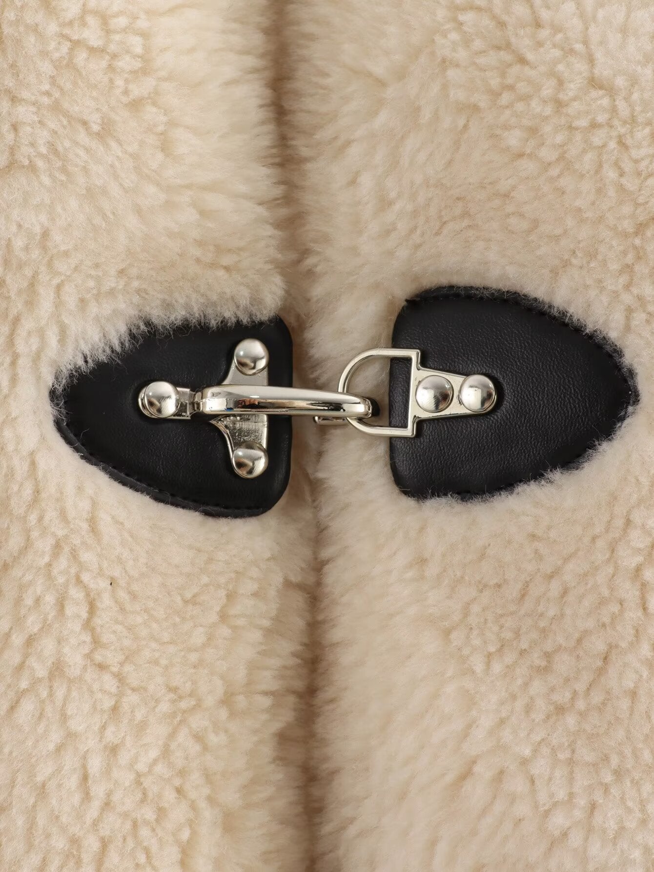 Women's new spring buckle round neck fleece Coat