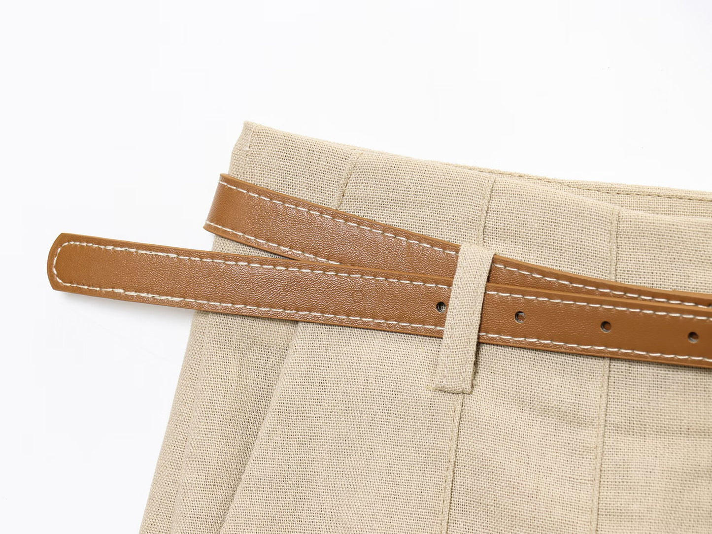 Women's new fashion with Belt vacation style casual pleated pants