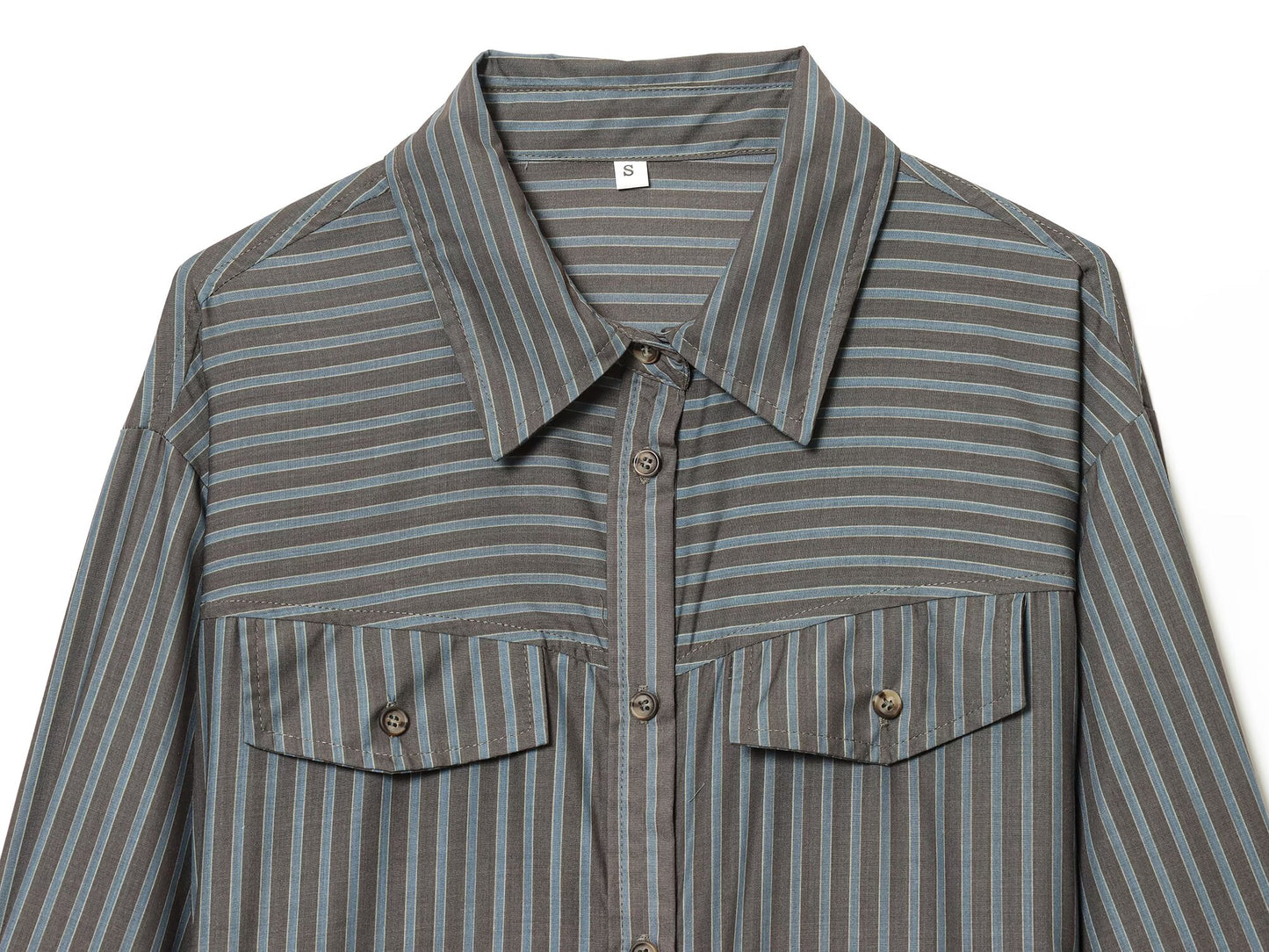 Women's new fashion casual striped poplin shirt